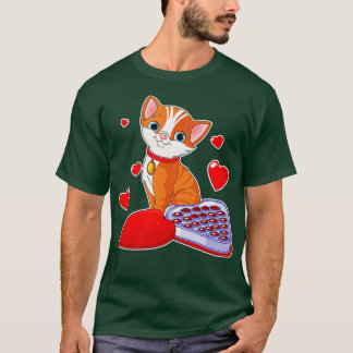 T-shirt Amusante Cute Cat Coeur Valentines Amoureux de les