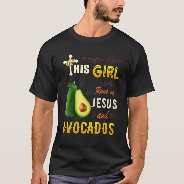 T-shirt Amusante Fille Aquarelle Coule Sur Jésus Et Avocad (Devant)