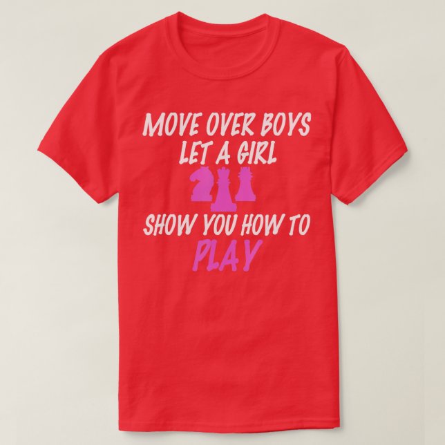 T-shirt Amusante fille d'échecs se déplacer sur les garçon (Design devant)