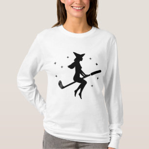 T-shirt Amusante Halloween Sorcière Golf Stick Femmes Golf