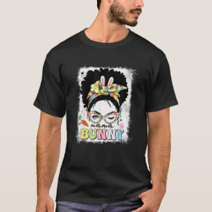 T-shirt Amusante Mama Bunny Messy Bun Joyeux Famille de Pâ