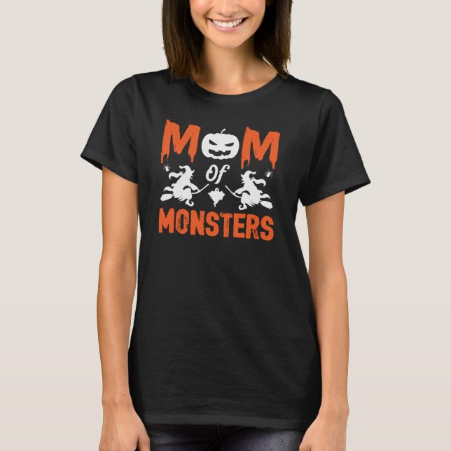 T-shirt Amusante Maman De Monstres Halloween (Devant)