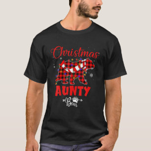 T-shirt Amusante Ours De Noël Arbre Lumières Rouge Plaid F