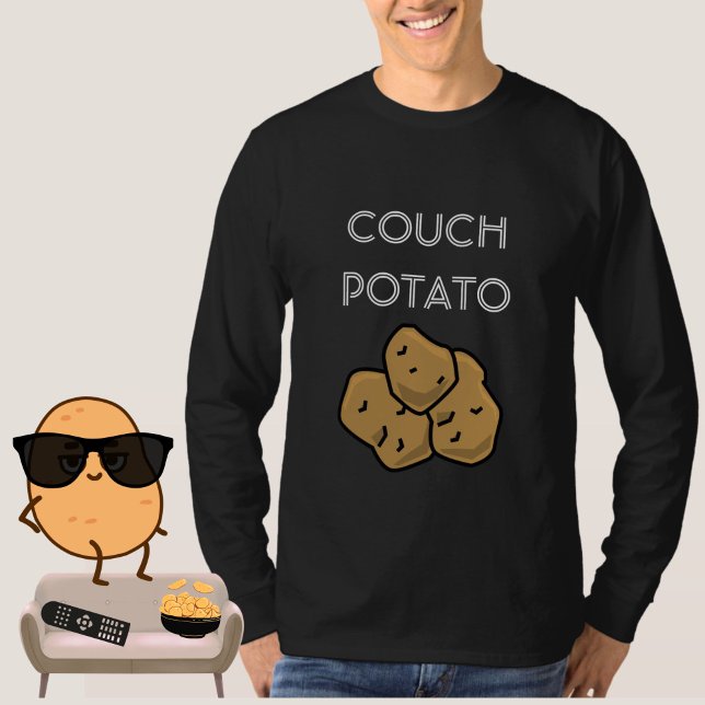 T-shirt Amusante "Pomme de terre de canapé" Regarder T-Shi (This funny t-shirt is for the lovable couch potato in your life! Black. Choice of colors available. )