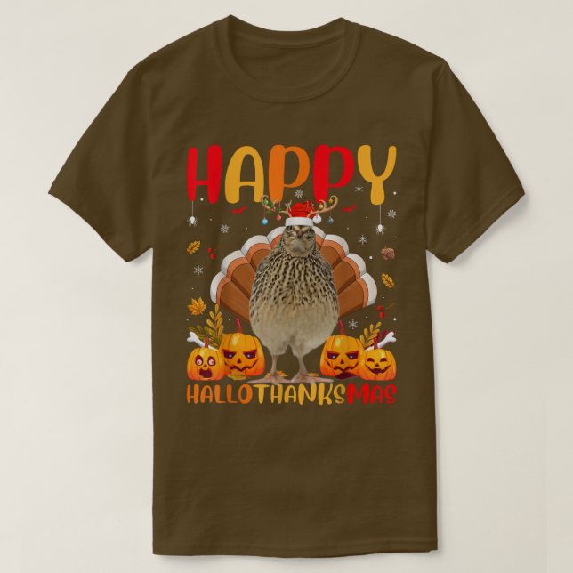 T-shirt Amusante Quail Bird Lover Happy Quail HelloThanksM (Design devant)