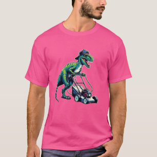 T-shirt Amusante tondeuse de pelouse Velociraptor Dinosaur