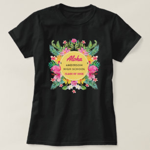 T-shirt Amusants Aloha Tropical Flamant rose Graduation Lu
