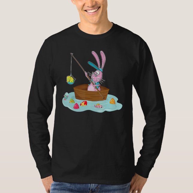 T-shirt Amusants Lapin de Pâques Pêche Oeufs Chasse Garçon (Devant)