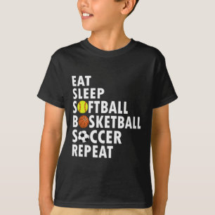 T-shirt Amusants Manger Dormir Softball Basketball Soccer 
