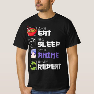 T-shirt Amusants Manger Sleep Anime Répéter Anime Japon Ma