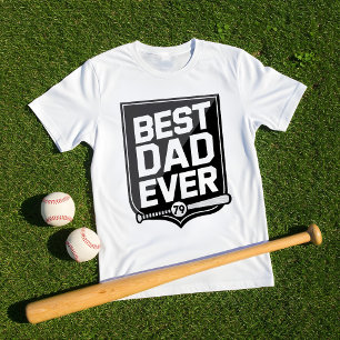 T-shirt Amusants Meilleur Papa Jamais Baseball Bat & Ball 