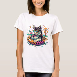 T-shirt Amusement d'été avec un Cool Husky Dog mignon en p