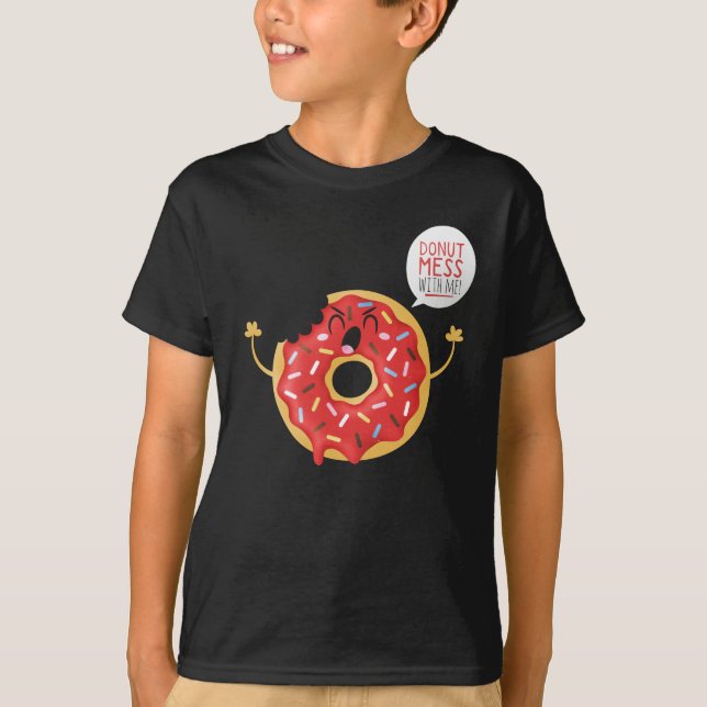 T-shirt Amusement noir de patin de beignet de cool de (Devant)