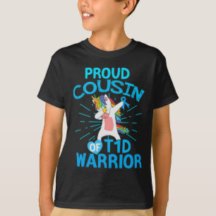 T-shirt Amusement Type 1 Diabète Unicorne Fière Cousin d'u