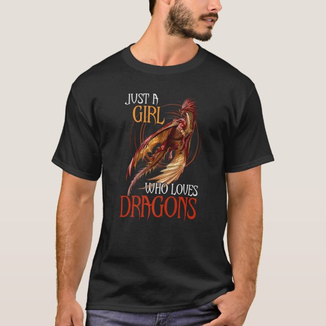 T-shirt Amusez Juste Une Fille Qui Aime Les Dragons Les Fe (Devant)