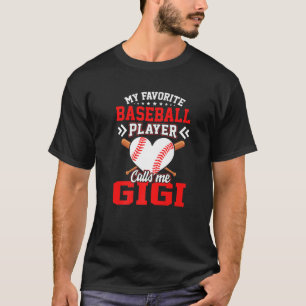 T-shirt Amusez Mon Joueur De Baseball favori M'Appelle Gig