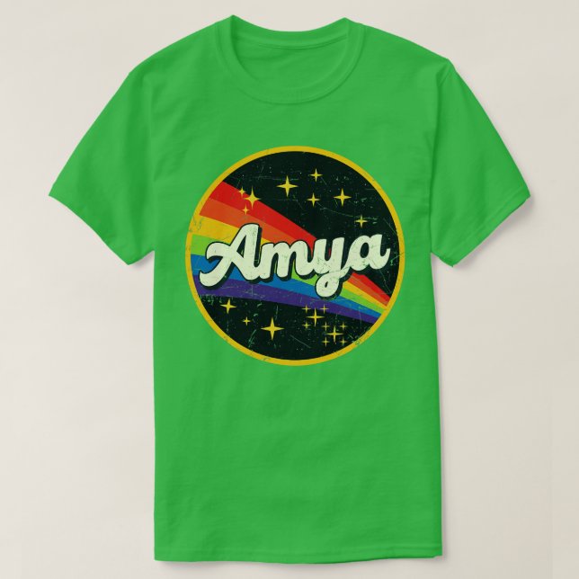 T-shirt Amya Arc-en-ciel dans l'espace Vintage GrungeStyle (Design devant)