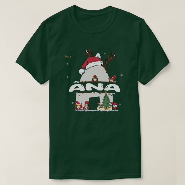 T-shirt Ana Christmasw Ana Nom pour les Noël drôles (Design devant)
