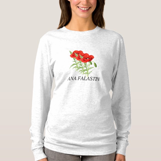 T-shirt Ana Falastin Poppy White Long Sleeve (Devant)