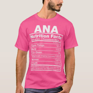 T-shirt Ana Nutrition Facts Ana Nom Anniversaire