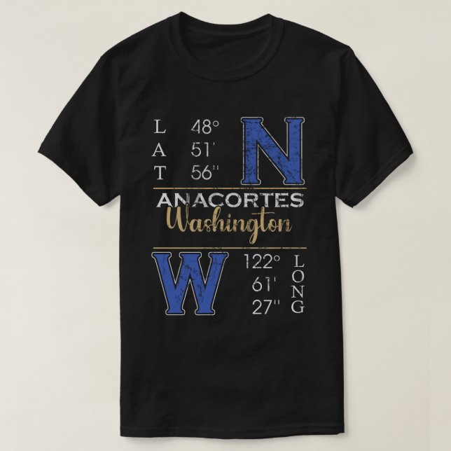 T-shirt Anacortes WASHINGTON Latitude et longitude (Design devant)