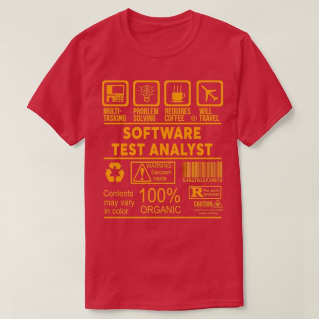 T-SHIRT ANALYSTE DE TEST LOGICIEL NICE DESIGN 2017 1 (Design devant)