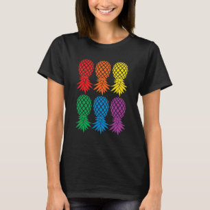 T-shirt Ananas arc-en-ciel rétro vers le bas ananas Swi