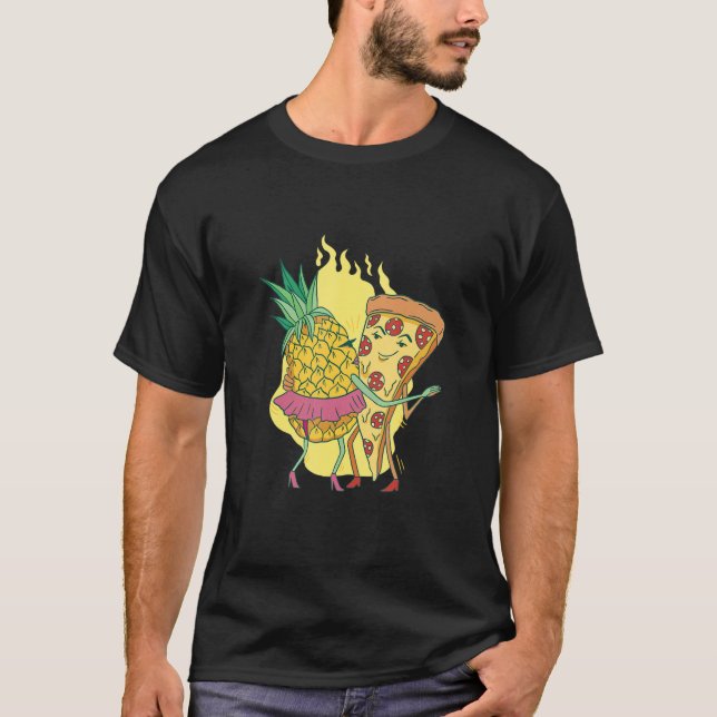T-shirt Ananas Danser Avec Pizza Hawaii Italie Mème (Devant)