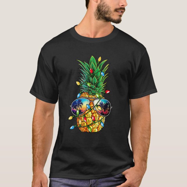 T-shirt Ananas Noël Arbre Lumières Noël Hommes Noël Sungla (Devant)