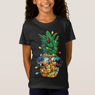 T-Shirt Ananas Noël Arbre Lumières Xmas Lunettes de soleil