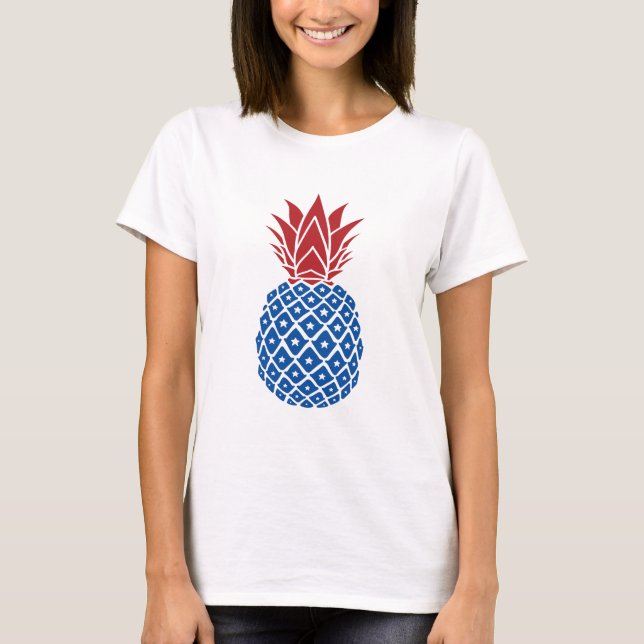 T-shirt Ananas rouge blanc et bleu (Devant)