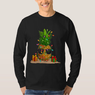 T-shirt Ananas sapin de Noël Lumières drôle Tropical