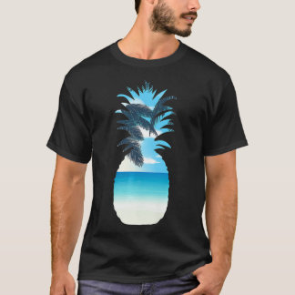 T-shirt Ananas Sur Une Plage Cool Fruit tropical Poche