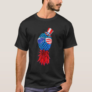 T-shirt Ananas Upside Down American Flag Lunettes de solei
