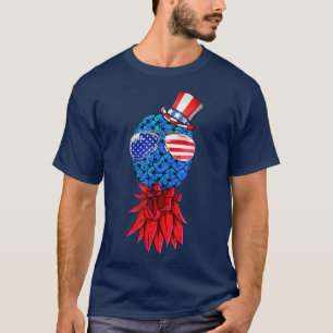 T-shirt Ananas Upside Down American Flag Lunettes de solei