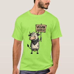 T-shirt Anarchie végane – Vache rebelle en protestation