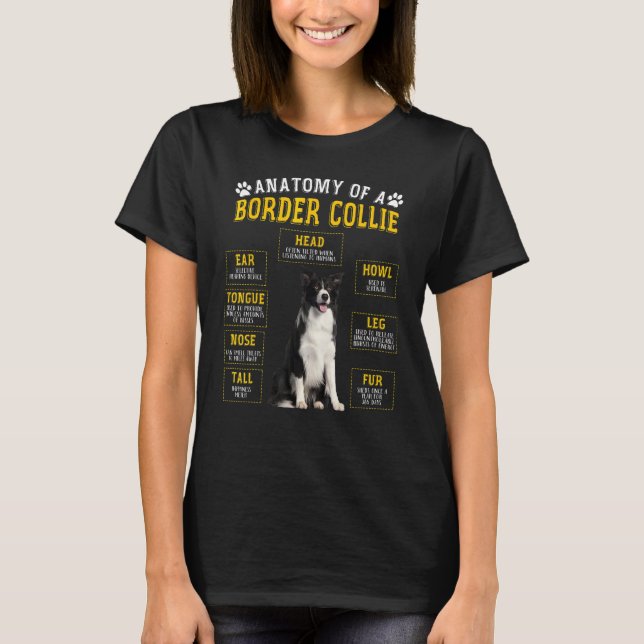 T-shirt Anatomie Bordure Collie Pour Femmes Hommes (Devant)