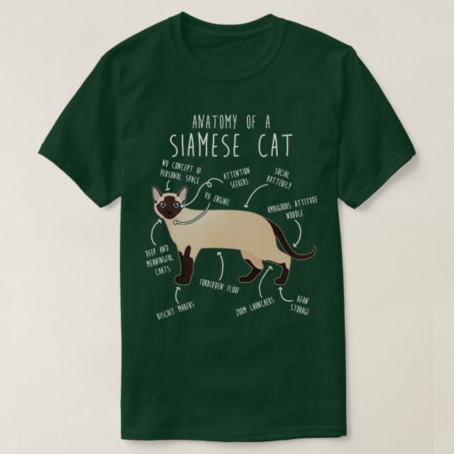 T-shirt Anatomie de chats siamois 1 (Design devant)