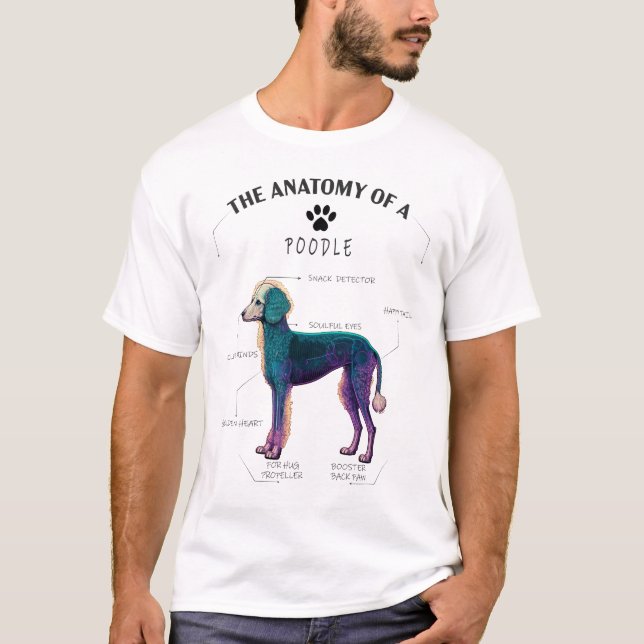 T-shirt Anatomie de chien de caniche mignonne - cadeau Amo (Devant)