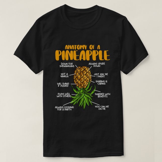T-shirt Anatomie De L'Ananas Swinger À L'Arrière De L'Anan (Design devant)