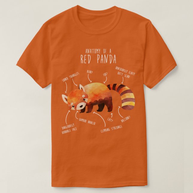 T-shirt Anatomie de l'animal de panda rouge 1 (Design devant)