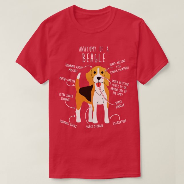 T-shirt Anatomie du chien beagle (Design devant)