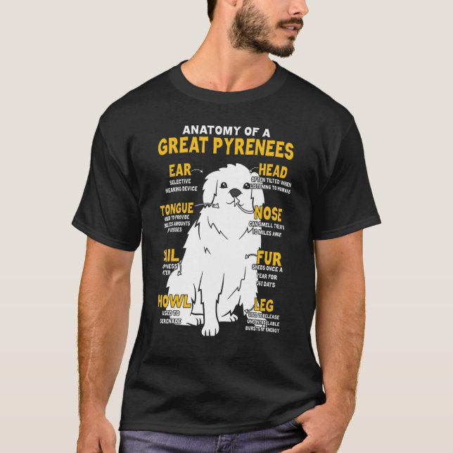 T-shirt Anatomie Du Chien Des Grands Pyrénées (Devant)