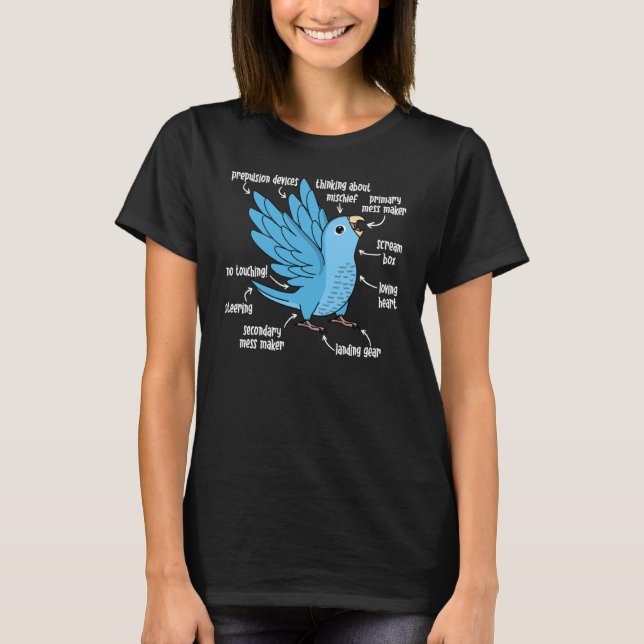 T-shirt Anatomie du perroquet I Parrotlet bleu (Devant)