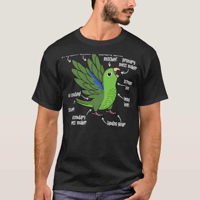 T-shirt Anatomie du perroquet I Parrotlet vert (Devant)