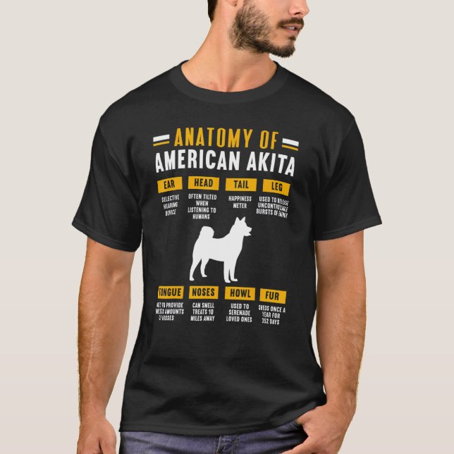 T-shirt Anatomie D'Un Akita Américain (Devant)