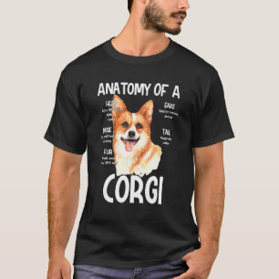 T-shirt Anatomie d'un Corgi pour le bruit de tête de chien
