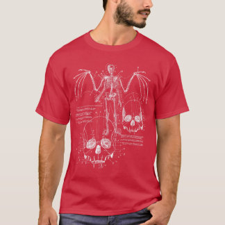 T-shirt Anatomie d'un crâne de vampire avec les doigts Bat