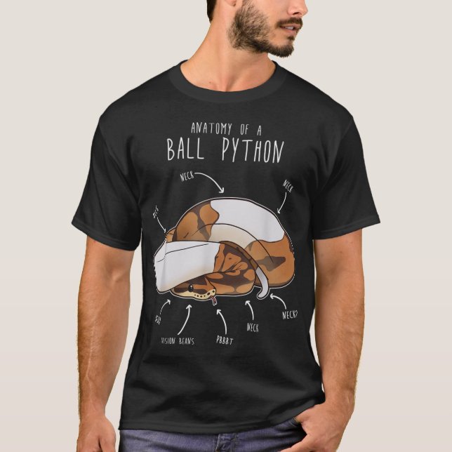 T-shirt Anatomie d'un Piebald Ball Python, Funny Reptile S (Devant)