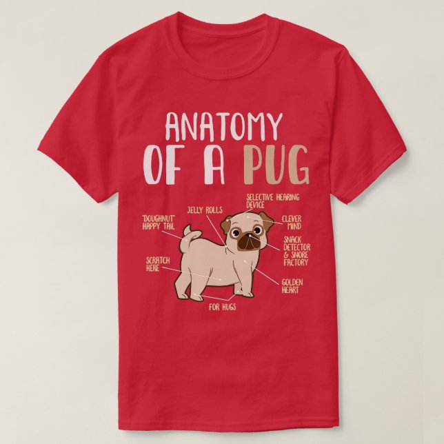 T-shirt Anatomie d'une race de Carlin chien animal de comp (Design devant)